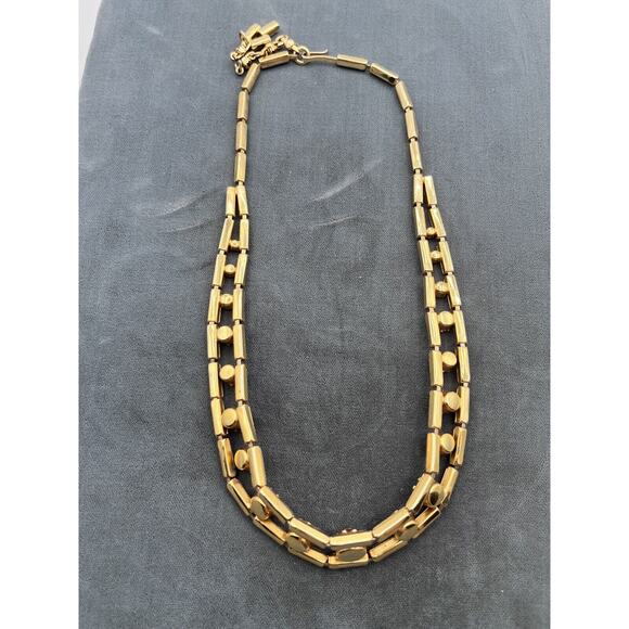 VTG Fischland Schmuck Necklace Goldtone Amber Stones In Settings Marked - Picture 5 of 7